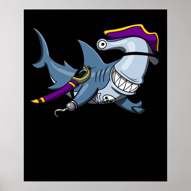 Hammerhead Shark Pirate Ocean Poster (Vorne)