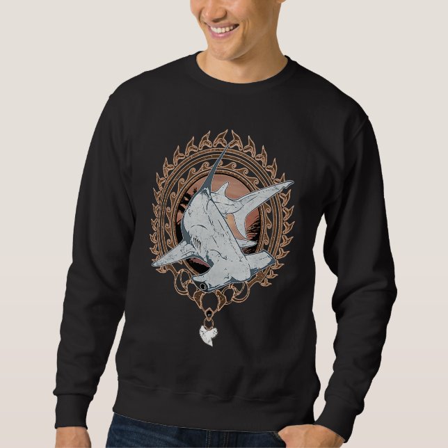 Hammerhead Shark Polynesian Tribal Sweatshirt (Vorderseite)