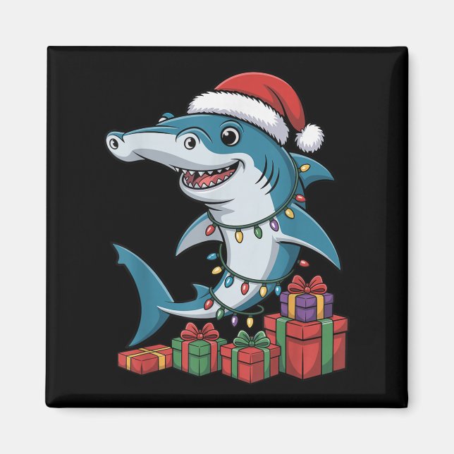 Hammerhead Shark Weihnachtsmannmütze Weihnachten Magnet (Vorne)