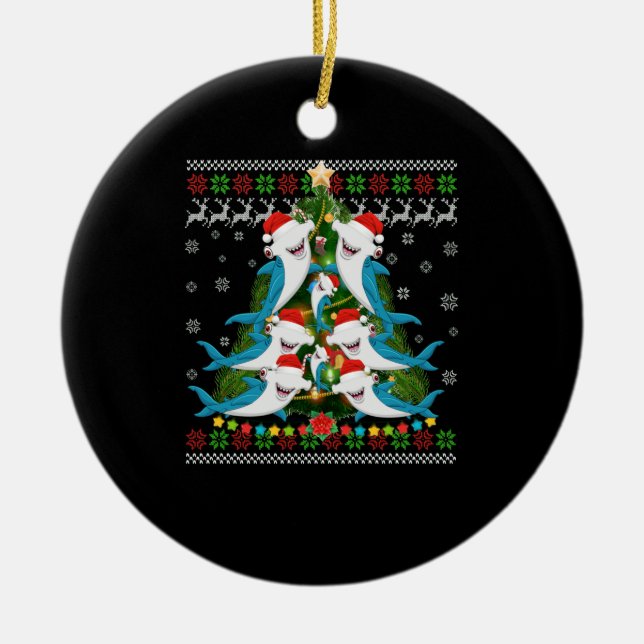 Hammerhead Shark Xmas Lighting Tree Shark Keramik Ornament (Vorne)