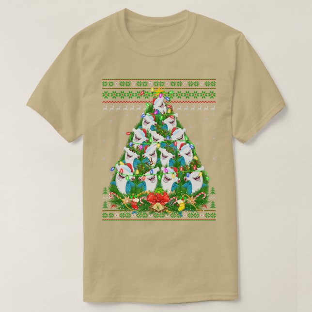 Hammerhead Shark Xmas Lighting Tree Shark Ugly Chr T-Shirt (Design vorne)