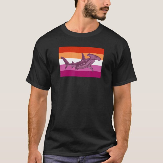 Hammerkopfhai Lesbische Flagge T-Shirt (Vorderseite)
