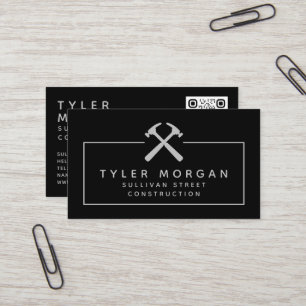 Hammers Silver Black QR Code Konstruktion Visitenkarte