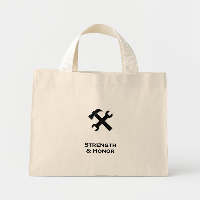 Hammerschraubenstärke und Ehrenschwarz Mini Stoffbeutel (Vorne)