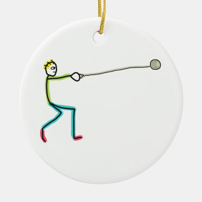 Hammerwurf Stickman Keramik Ornament (Vorne)
