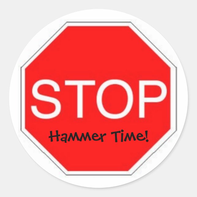 Hammerzeit stoppen runder aufkleber (Vorderseite)