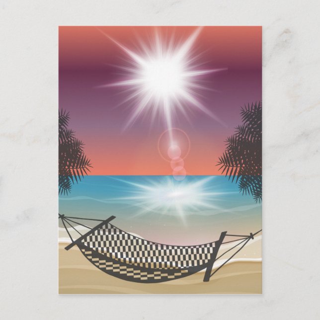 Hammock am Strand Sunny Sky Zen Postkarte (Vorderseite)