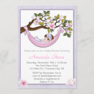 Hammock Girl Baby Shower Invitation- Brunette Hair Einladung
