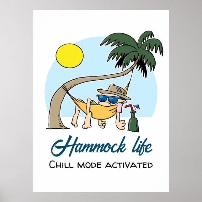 Hammock Life Chill Mode aktiviert lustigen Cartoon Poster (Vorne)