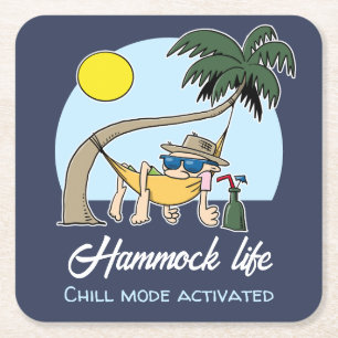 Hammock Life Chill Mode aktiviert lustigen Cartoon Rechteckiger Pappuntersetzer