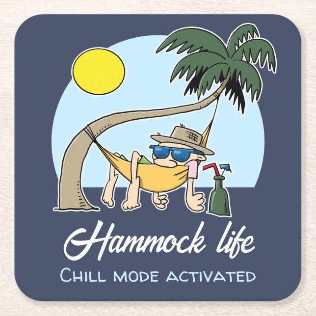 Hammock Life Chill Mode aktiviert lustigen Cartoon Rechteckiger Pappuntersetzer (Vorderseite)