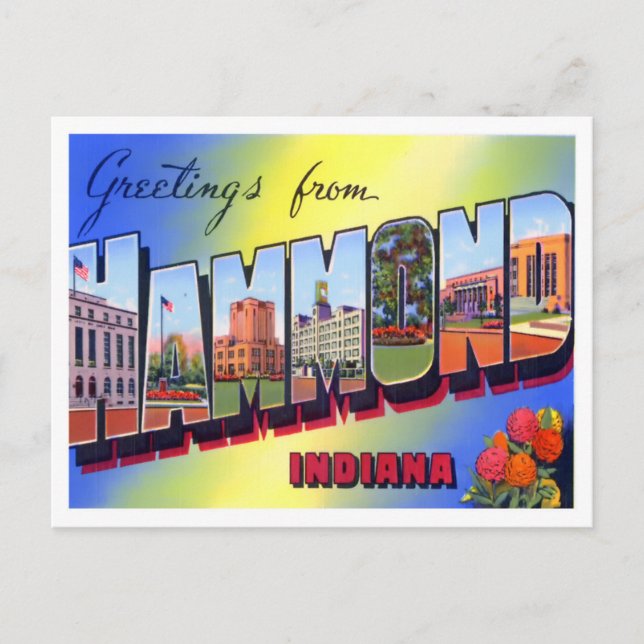 Hammond, Indiana Vintag Big Letters Postcard Postkarte (Vorderseite)