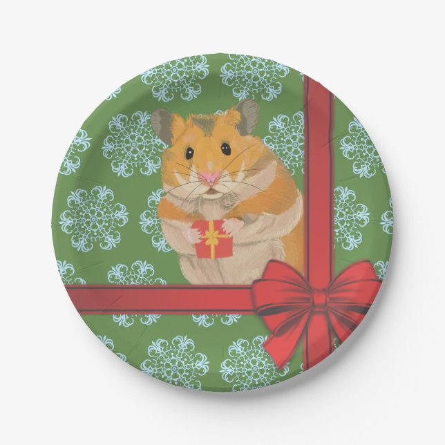 Hammy Christmas Hamster Pappteller (Vorderseite)