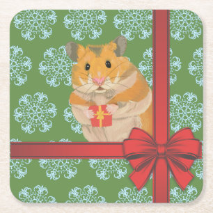 Hammy Christmas Hamster Rechteckiger Pappuntersetzer