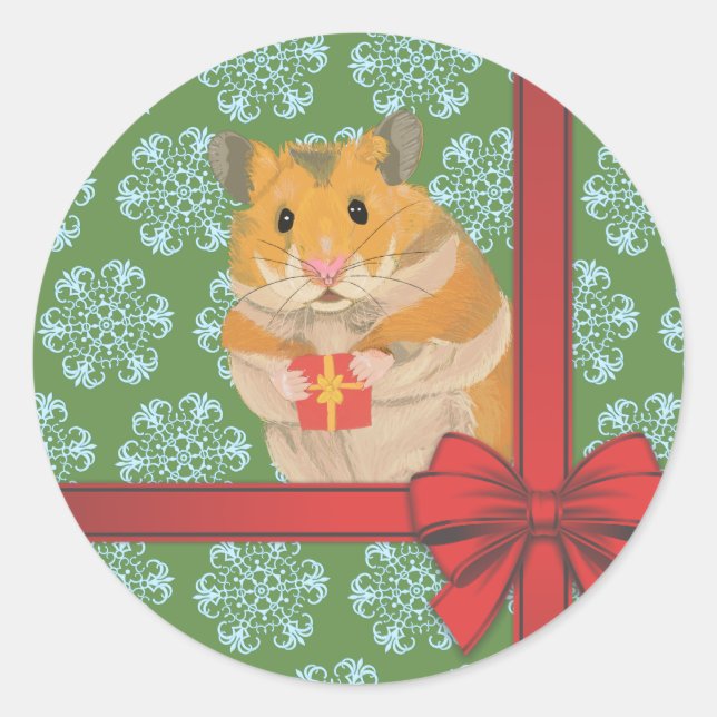 Hammy Christmas Hamster Runder Aufkleber (Vorderseite)
