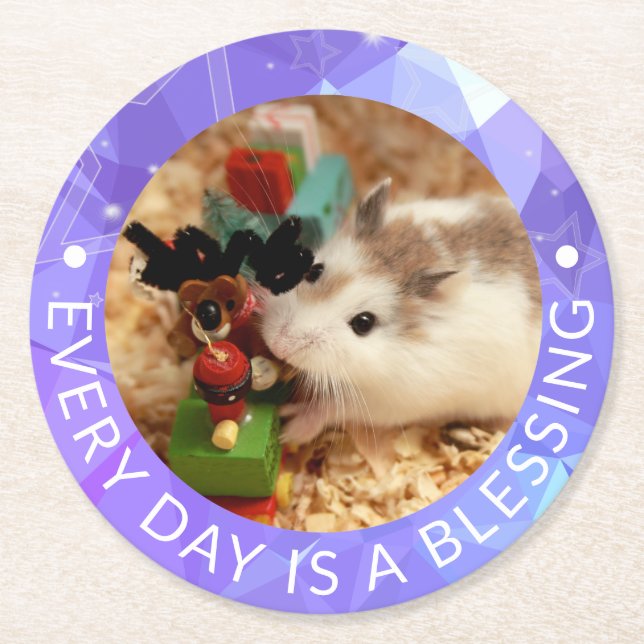 Hammyville - Niedlich Robo Hamster Runder Pappuntersetzer (Vorderseite)