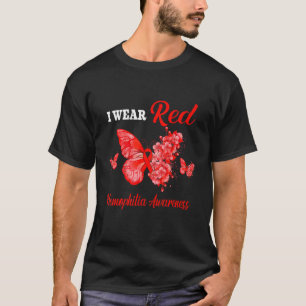 Hämophilie Bewusstsein ich trage Rote Schmetterlin T-Shirt