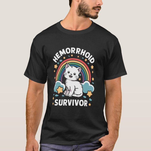 Hämorrhoiden-Überlebende Katze T-Shirt (Vorderseite)