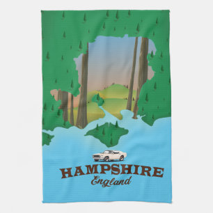 Hampshire England Vintage-Reiseposter. Geschirrtuch