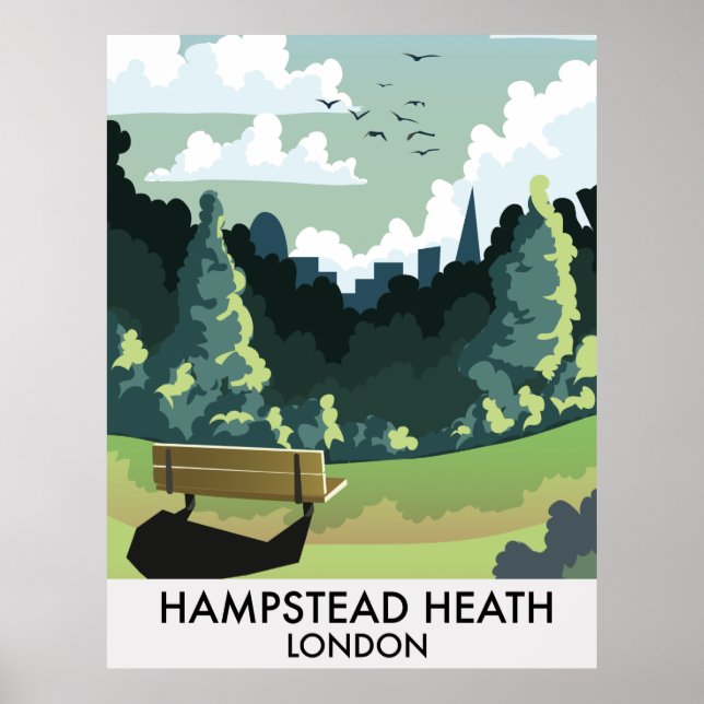 Hampstead Heath London Reiseplakat. Poster (Vorne)