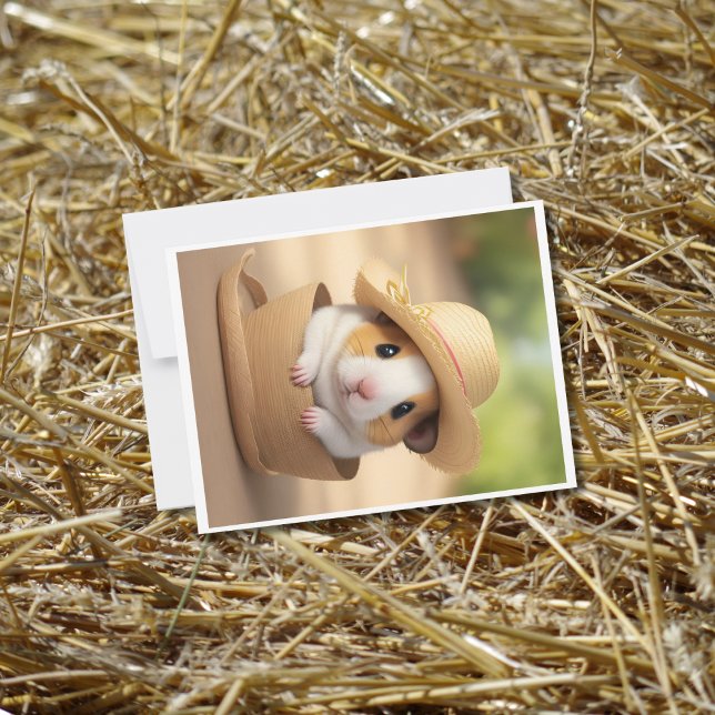 Hampster mit Strohhut in Hut Postkarte (Von Creator hochgeladen)