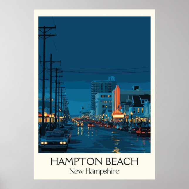 Hampton Beach New Hampshire Night Poster (Vorne)