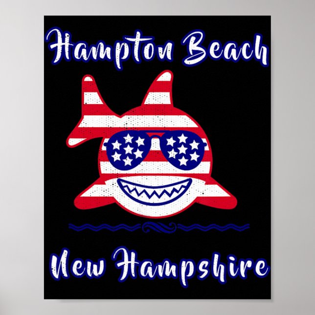 Hampton Beach New Hampshire Patriotic Usa Flag Whi Poster (Vorne)