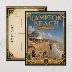 Hampton Beach New Hampshire Vintage Art Deco Postkarte