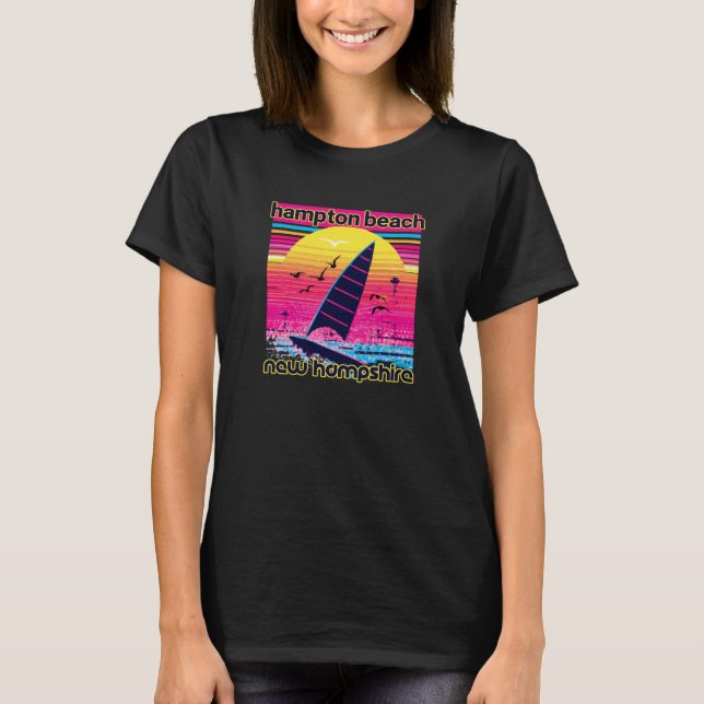 Hampton Beach Retro 80er Style Souvenir Beach T-Shirt (Vorderseite)