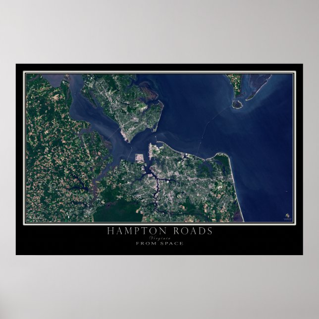 Hampton Road Virginia From Space Satellite Map Poster (Vorne)