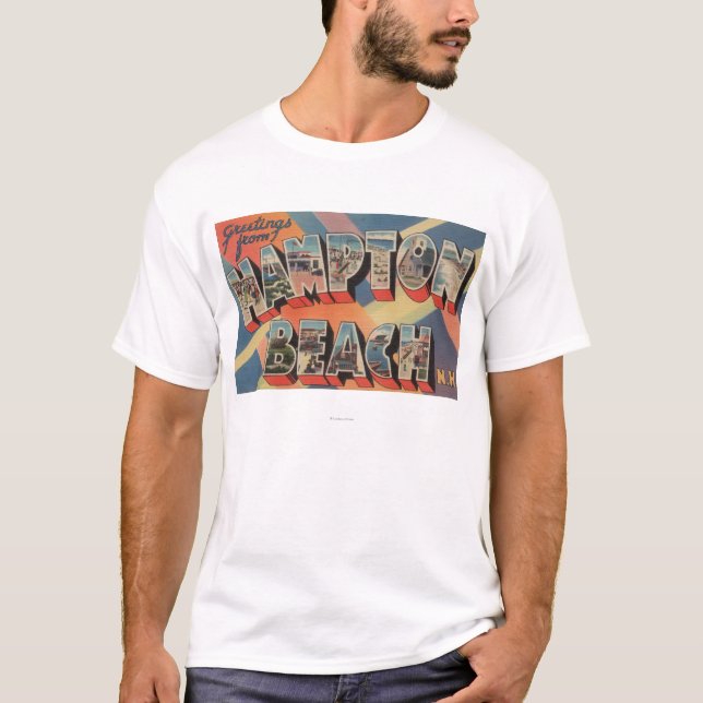 Hampton-Strand, New Hampshire - großer Buchstabe T-Shirt (Vorderseite)