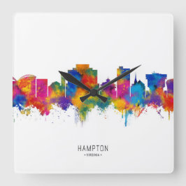 Hampton Virginia Skyline Quadratische Wanduhr