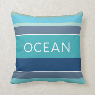 Hamptons Beach House Ocean Blue Striping Kissen