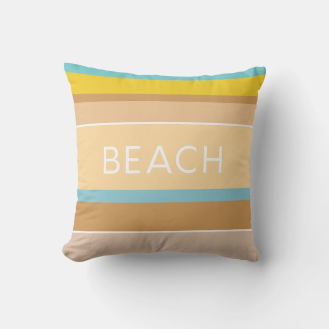 Hamptons Beach House Sand Sea and Sun Striping Kissen (Vorderseite)
