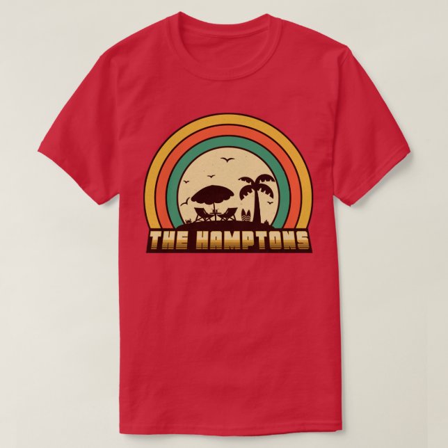 Hamptons Beach Retro Sunset Style T-Shirt (Design vorne)