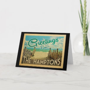 Hamptons Beach Vintage Travel Karte