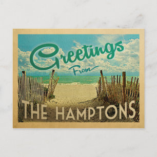 Hamptons Beach Vintage Travel Postkarte