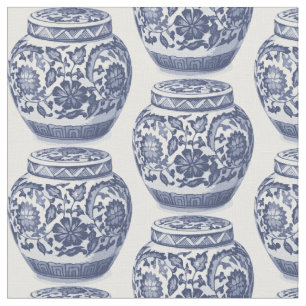 Hamptons Blau und Weiß Ginger Jar Vase Muster Stoff