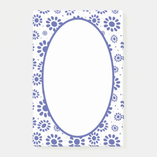 Hampton's Blue White Abstrakt Floral Gemustert Post-it Klebezettel