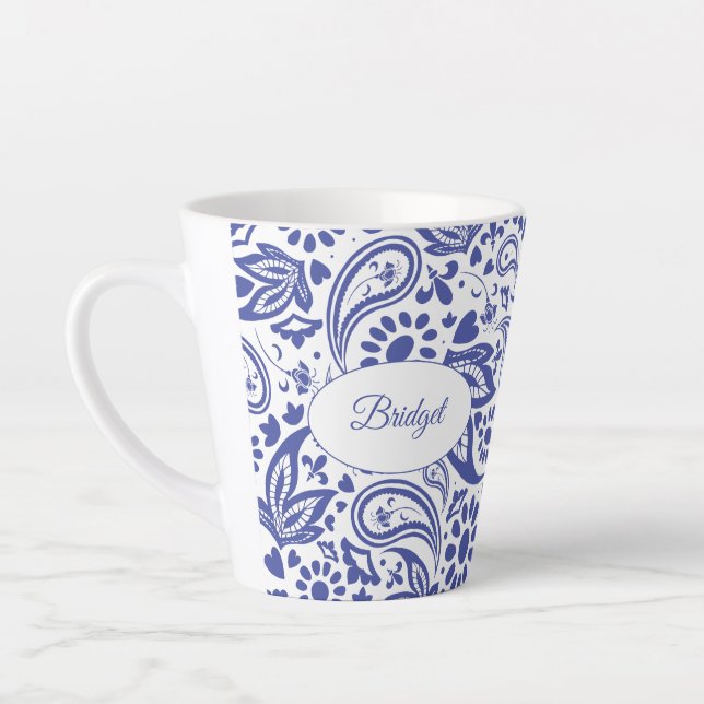 Hampton's Blue White Decorative Paisley Pattern Milchtasse (Links)