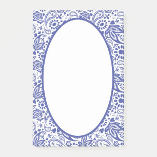 Hampton's Blue White Paisley Gemustert Post-it Klebezettel