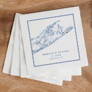 Hamptons Montauk Elegant Wedding Napkins Serviette