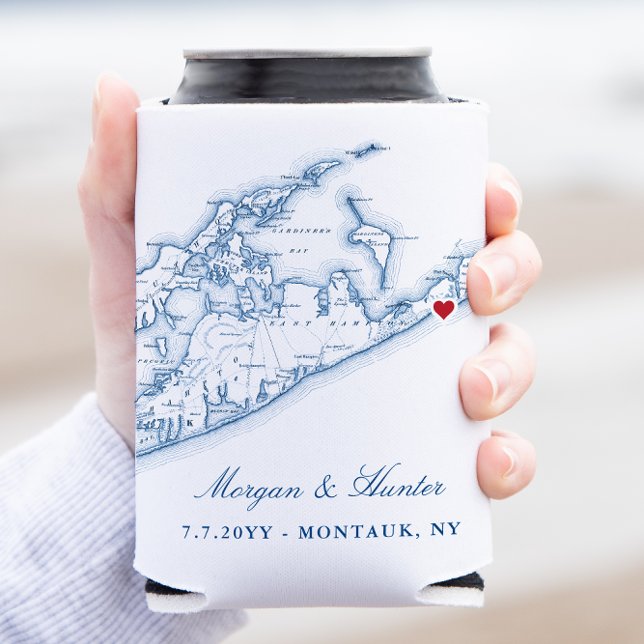 Hamptons Montauk Gastgeschenk Hochzeit Drink Holde Dosenkühler (This Hamptons, NY can cooler is perfect for your wedding in Montauk, the North Fork, or The Hamptons)