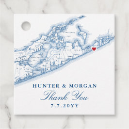 Hamptons Montauk Map Navy Blue Wedding Geschenkanhänger