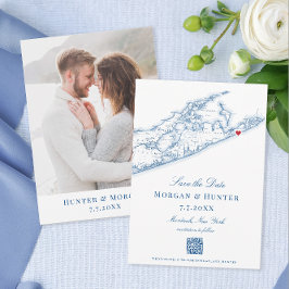 Hamptons Montauk Wedding Eleganter QR Code Save The Date