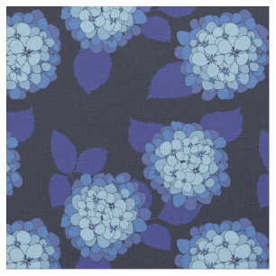 Hamptons Navy Blue Hydrangeas Blumenmuster Stoff