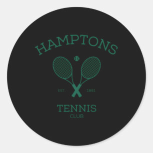 Hamptons New York Preppy Tennis Club Runder Aufkleber