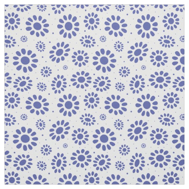 Hampton's Style Blue White Abstrakt Floral Muster Stoff (Muster)