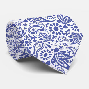 Hampton's Style Blue White Paisley Gemustert Krawatte