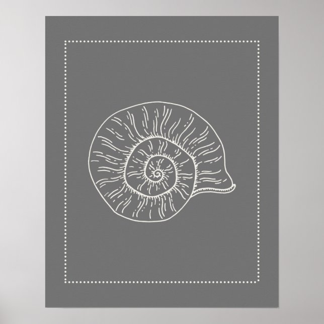 Hamptons Style Spiral Muschel Print Poster (Vorne)